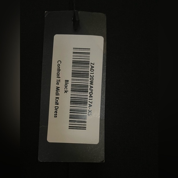 Black Midi Dress with Belt- Small - Picture 4 of 5